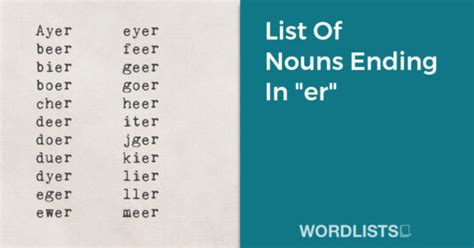 List Of Nouns Ending In "er"