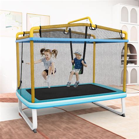 3 in 1 Kids Trampoline with Swing and Bar - Safe Outdoor Fun