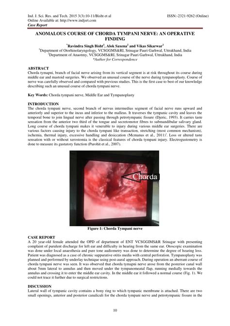 (PDF) ANOMALOUS COURSE OF CHORDA TYMPANI NERVE: AN OPERATIVE FINDING