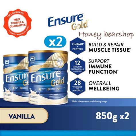 Ensure Gold Vanilla 850g X2 Tin Adult Complete Nutrition Exp 2024