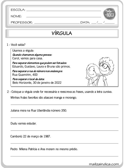 Atividade Virgula Ano