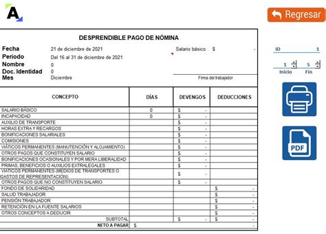 Herramienta Interactiva para el cálculo de la nómina quincenal o