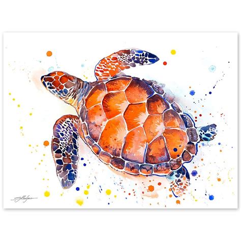 Sea Turtle Watercolor Painting Print By Slaveika Aladjova