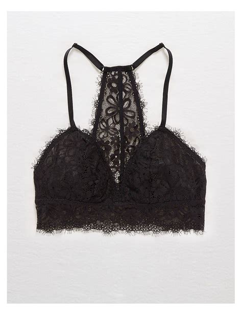 Aerie Holiday Lace Triangle Bralette True Black Aerie For American