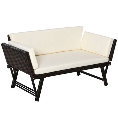 Outsunny Polyrattan Gartensofa 2 Sitzer Gartenmöbel Loungesofa