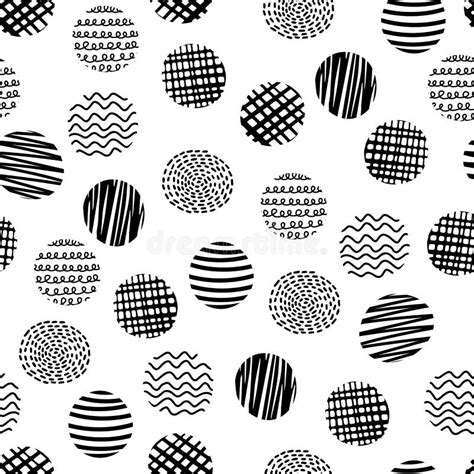 Hand Drawn Vector Doodle Circles Seamless Pattern Abstract Textured