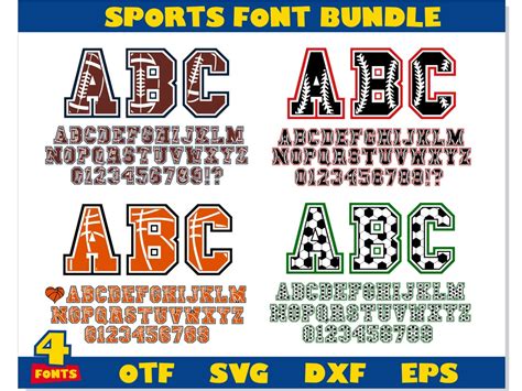 Sports Font Bundle American Football Font Svg Baseball Font Svg