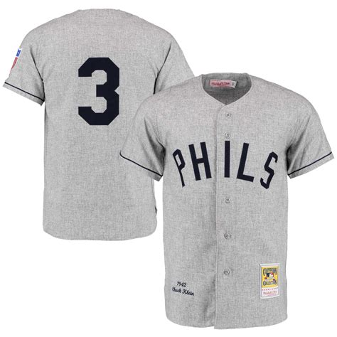 Mitchell And Ness 1942 Chuck Klein Philadelphia Phillies Gray Authentic