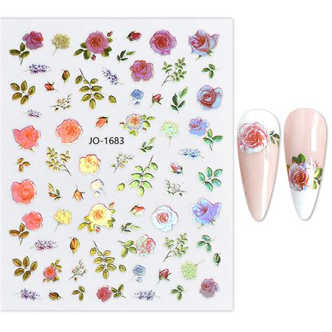 Cfxnmzgr Nail Stickers Colorful Leaves And Flowers In Spring And Summer