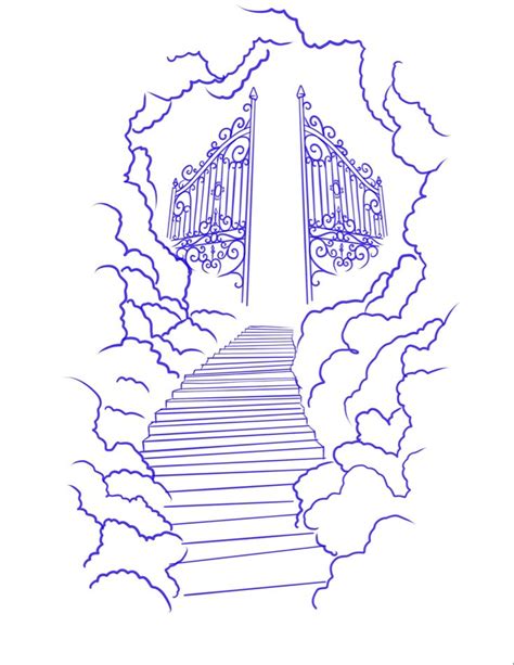 Stairway To Heaven Tattoo Design Clouds And Lightning