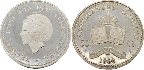 Niederländische Antillen 50 Gulden 1980 Portait von Beatrix Polierte