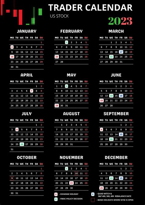 Trader Calendar 2023 US Stock Market - Etsy