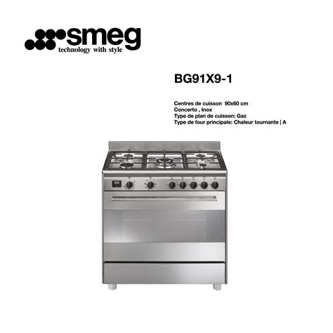 cuisinière smeg 6 feux a gaz avec four 90x 60 cm Gris BG91X9 Smeg