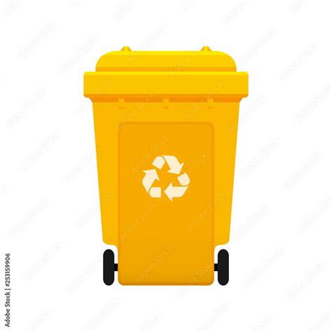 Bin Recycle Plastic Yellow Wheelie Bin For Waste Isolated On White