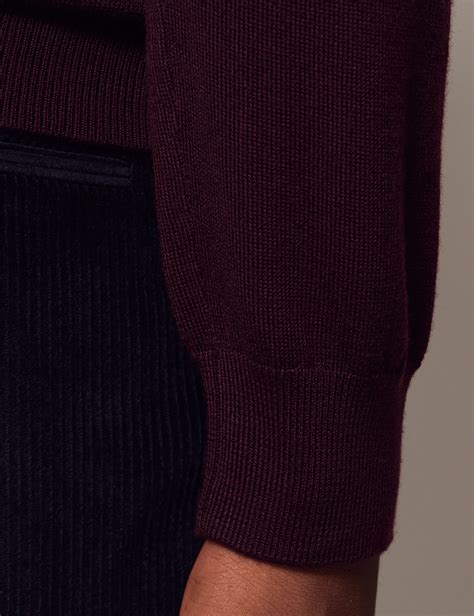 Men S Claret Roll Neck Merino Wool Slim Jumper