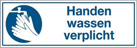 Rechthoekige Gebodsborden En Stickers Handen Wassen Verplicht Seton