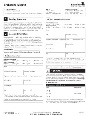 Fillable Online Brokerage Margin Information T Rowe Price Fax Email