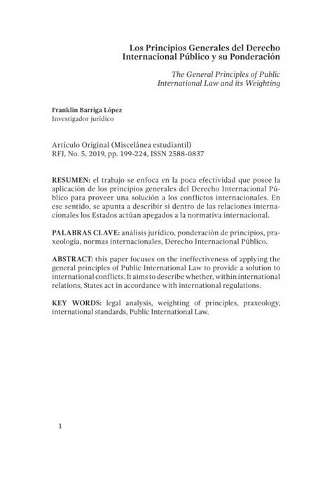 Pdf Los Principios Generales Del Derecho Internacional P Blico