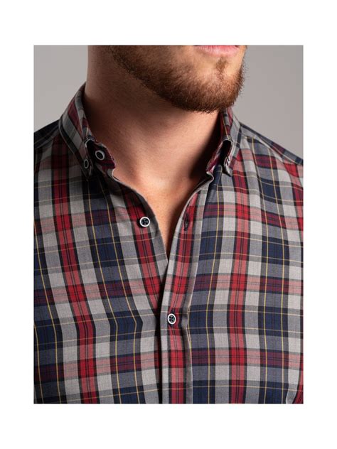 Camicia Uomo Madras Multicolor In Tessuto Twill Collo Botton Down