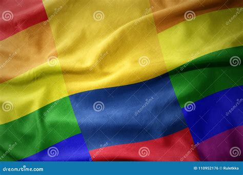 Waving Colombia Rainbow Gay Pride Flag Banner Stock Photo Image Of