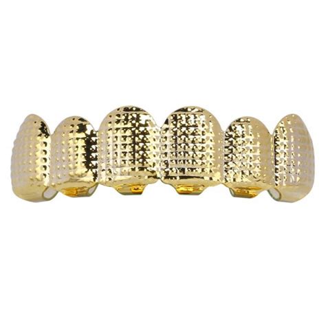 Gold Plated Teeth Lattice Shape Hip Hop Rapper S Bling Teeth Golden