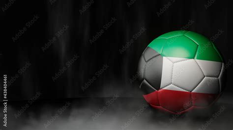 Soccer ball in flag colors on a dark abstract background. Kuwait. 3D ...