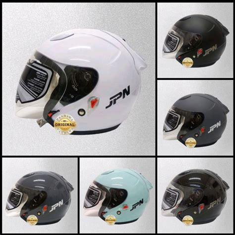 HELM GALAXY HALFFACE MERK JPN SOLID POLOS ORIGINAL SNI SINGLE VISOR