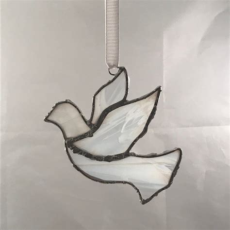 Stained Glass Christmas Dove Ornaments Set Of 2 Etsy