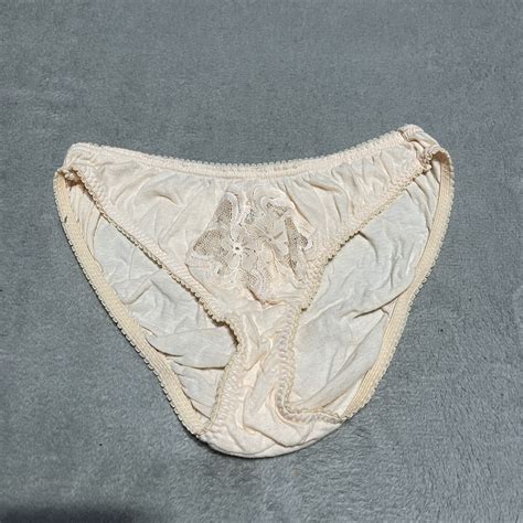 Vintage Panty Womens Medium Peach Bikini Cotton Femin Gem