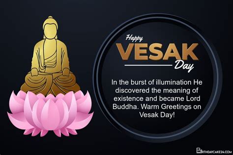 Vesak Day Cards With Buddha Modern Black Background Greetings