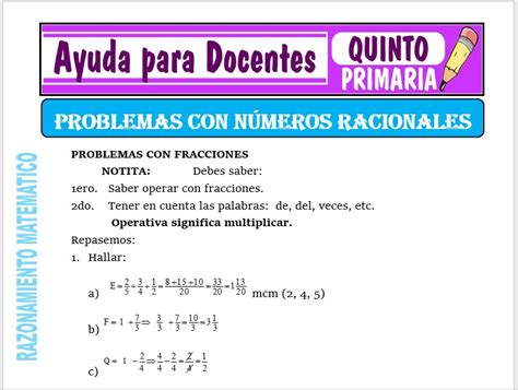 Problemas Con N Meros Racionales Para Quinto De Primaria Ayuda Para