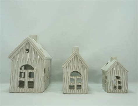 White Porcelain Lighted Ceramic Christmas House For Home White House