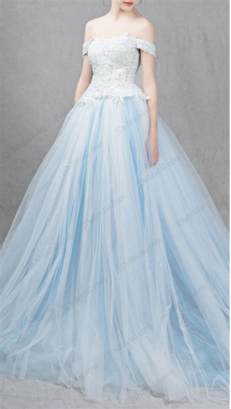 IS041 Ocean Light Blue Colored Princess Ball Gown Wedding Dress