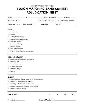 Fillable Online Region Marching Band Contest Fax Email Print Pdffiller