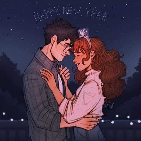 Harry and Hermione, celebrating the new year underneath the stars. ️ ...