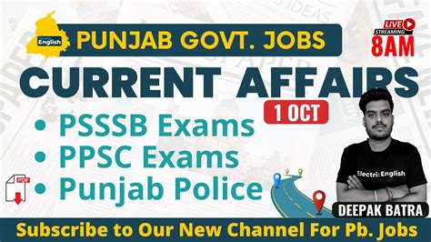 1 Oct Current Affairs For PSSSB Exams Punjab Police Exams Punjab