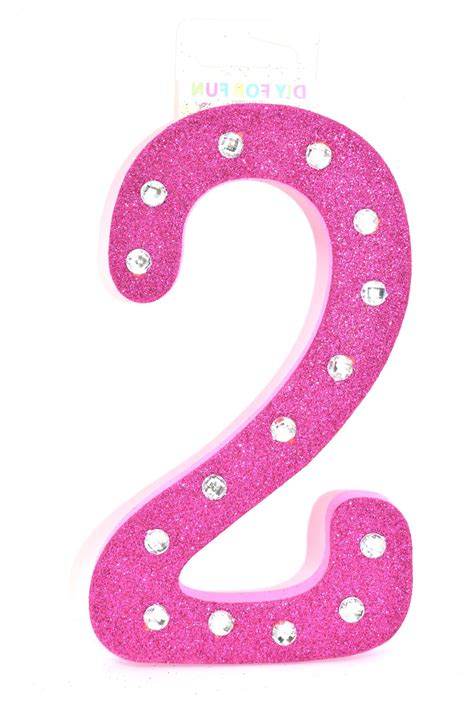 7 Pink Glitter Rhinestone Foam Number 2 Pink Glitter Craft