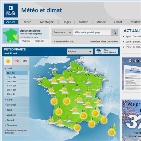 Site Officiel De Météo France Prévisions Gratuites à 15 Jours Sur La