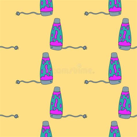 Cute Cartoon Doodle Liquid Lava Lamp Seamless Pattern Stock Vector