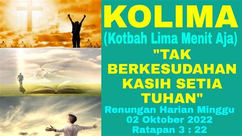 Renungan Harian Minggu 02 Oktober 2022 Ratapan 3 22 Tak