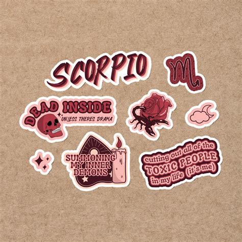 Scorpio Vinyl Sticker Set Funny Etsy