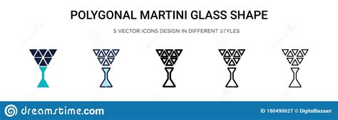 Polygonal Martini Glass Shape Icon In Filled Thin Line Outline And Stroke Style Vector