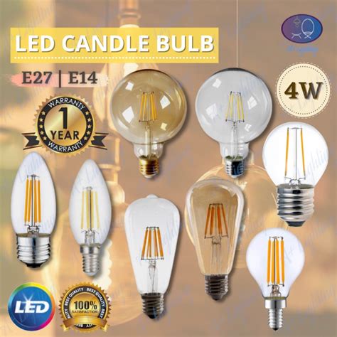 E14 E27 Screw 4W LED Edison Light Bulb C35 G45 ST64 G95 Filament Lamp