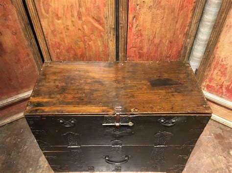 Korean Elm And Iron Blanket Chest Bandaji Joseon Dynasty 18th 19th