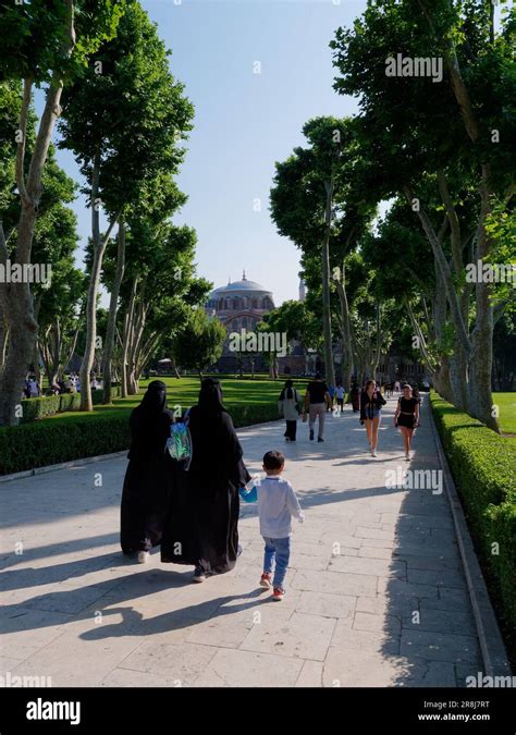 Visitors In The Grounds Of The Topkapi Palace Fatih District Istanbul