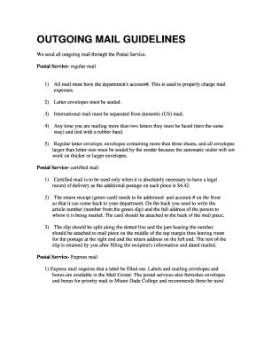 Fillable Online Outgoing Mail Guidelines Fax Email Print Pdffiller