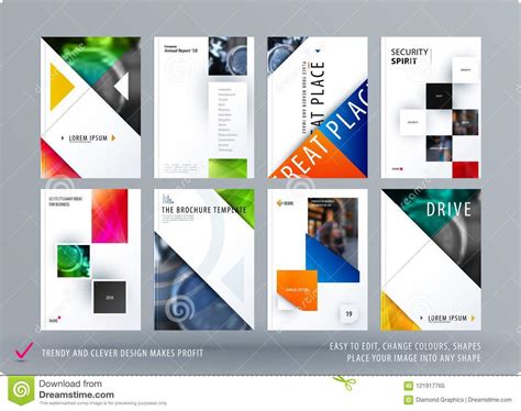 Brochure Design Triangular Template Colourful Modern Abstract Set