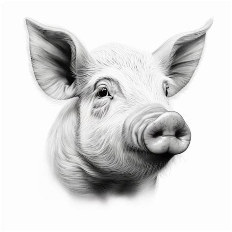 Premium AI Image | Hyperrealistic Pig Head Portrait Tattoo Drawing On White Background