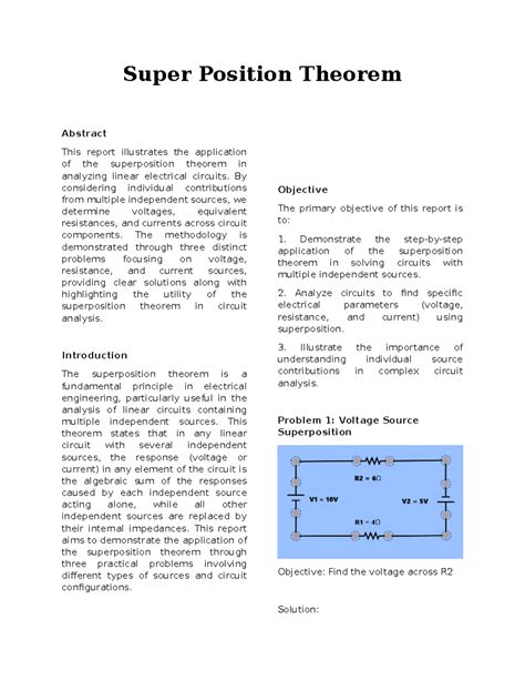 Super Position Theorem Super Position Theorem Abstract This Report