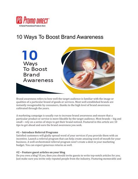 10 Ways To Boost Brand Awareness Pdf